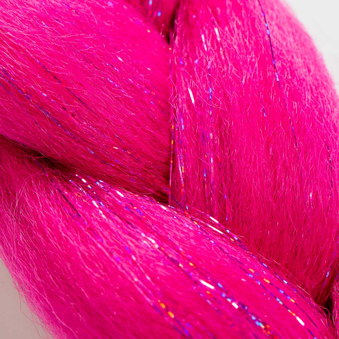 Dark Pink & Tinsel Synthetic Jumbo Braid - Image 3