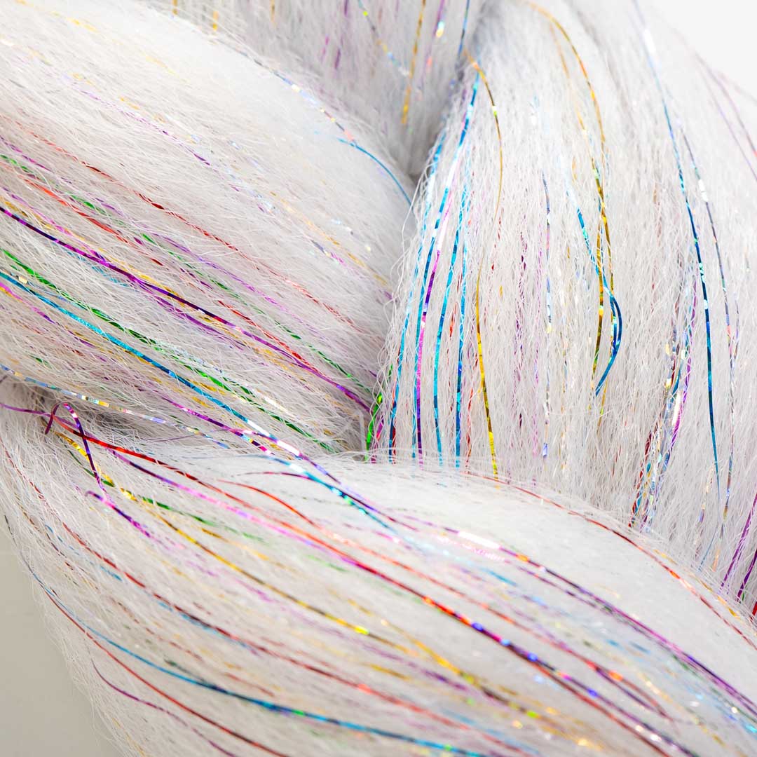 Grey & Rainbow Tinsel Synthetic Jumbo Braid - Image 3