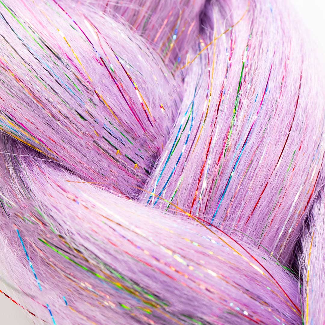 Lilac & Rainbow Tinsel Synthetic Jumbo Braid - Image 3